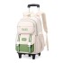 Natural Fish 2024 new pull rod backpack for female primary and secondary school students in grades 3-6, large capacity backpack with large wheels for climbing stairs