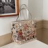 Printed bag, women's teddy bear graffiti tote bag, 2024 autumn and winter new collection, versatile handbag, large capacity single shoulder bag, trendy