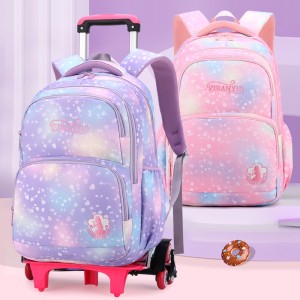 2022 Natural Fish New Product Pull up Backpack for Primary School Students, 3-6 Grades, Little Princess Fashion Pop, Cross border