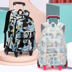 Natural Fish New Style 2nd to 6th Grade Stair Climbing Pull Rod Backpack Junior High School Boys Large Capacity Detachable One Piece Hair Collection