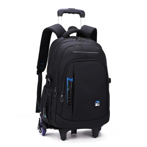 Wholesale of Natural Fish backpacks for middle and high school students, pull rod backpacks for men, fashionable six wheeled stair climbing bags, large capacity computer bags