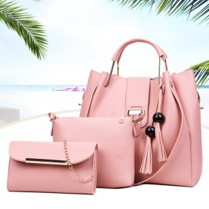 Women's bag crossbody new style solid color fashion bead tassel three piece set mother bag handbag shoulder crossbody bag wholesale