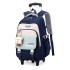 Primary school students' pull up backpacks, girls' six wheeled climbing stairs, children's grades 2-6, 5 large capacity waterproof and load reducing for ages 7-12