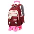 Primary school students' pull up backpacks, girls' six wheeled climbing stairs, children's grades 2-6, 5 large capacity waterproof and load reducing for ages 7-12