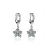 Pan Family 925 Silver Cross border Clover Earrings, Simple Pig Nose Earrings, Sparkling Conch Earnail Jewelry