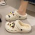 Cotton slipper hole shoes for women in autumn and winter 2023 new cute little coal ball, worn with thick sole for warmth and plush DIY winter