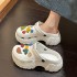 Height increasing thick soled perforated shoes for women in summer, wearing EVA soft soled shoes with a sense of stepping on feces, anti slip beach, beach toe, cool slippers