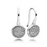 Pan Family 925 Silver Cross border Clover Earrings, Simple Pig Nose Earrings, Sparkling Conch Earnail Jewelry