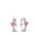 Pan Family Pink Love Ring New Product Launch White Copper Silver Plated Red and White Diamond Earnail Double Heart Set Valentine's Day Jewelry