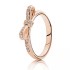 Pan Light Luxury High end Ring Female Cute Bow White Copper Electroplating Inlaid Sapphire Handpiece Open Ring Crystal