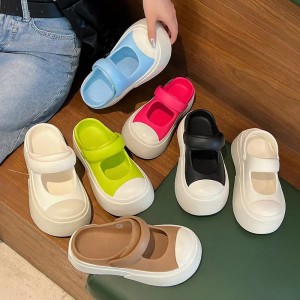 Zhao Lusi's same style Mary Zhen shoes 2023 new slippers for women's summer single shoes, wearing thick soled mesh red hole shoes on the outside