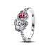 Pan Family Pink Love Ring New Product Launch White Copper Silver Plated Red and White Diamond Earnail Double Heart Set Valentine's Day Jewelry