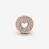 Panjia Rose Gold Plated Heart shaped Beads Anniversary Commemorative String Jewelry with Diamond Setting Shining DIY Accessories