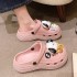 Thick soled perforated shoes for women 2023 new model, indoor anti slip, outdoor beach sandals with toe caps, semi slippers for women in summer