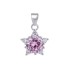 Pink star colored diamond micro inlaid pentagram necklace for women, rectangular pendant, high-end collarbone chain jewelry