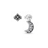 Pan Family Copper Plated Silver Earnail Double Color Romantic Earring Style Diamond Inlaid Ear Buckle Fashion Versatile Star Moon shaped Earrings DIY