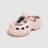 Butterfly knot checkerboard pattern home anti slip beach thick sole height increasing girls summer new EVA stepping poop feeling hole shoes