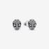 Pan Family White Bronze Rectangular Radiant Halo Snowflake Earrings Lucky Star Series Pav é Inlaid Spider Man Mask Earrings