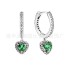 Pan Family White Copper Sparkling Halo Heart Pendant Clavicle Chain Neck Decoration New Emerald Necklace Earnail Earring Set