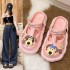 Baotou cool slippers for women in summer, indoor anti slip thick sole with a sense of stepping on feces, cartoon cute dog wearing beach hole shoes for outdoor wear