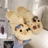 Cave shoes for women's summer wear, 2023 summer new cartoon cute puppy trend versatile hooded slippers