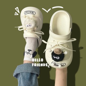 Ugly and cute round headed open smile sandals for summer 2023 new men's and women's shoes black and white big head popular couple EVA slippers