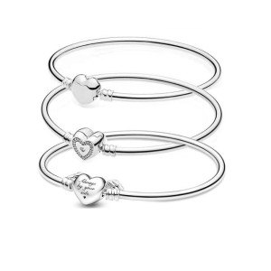 Pan Family Silver Plated Love Bracelet Classic Heart shaped Mother's Day Gift Bracelet Summer Luxury Women's Wings Trendy Men