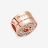 Panjia Rose Gold Plated Heart shaped Beads Anniversary Commemorative String Jewelry with Diamond Setting Shining DIY Accessories