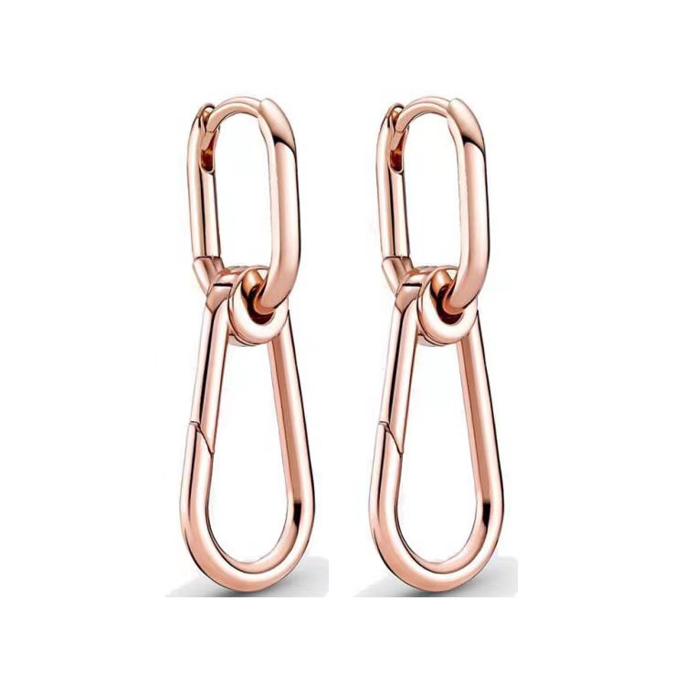 Pan Jia ME Pav é Concealed Chain Link Earrings White Copper Plated 925 Silver Versatile Simple U-shaped European and American Fashion Ear Buckle