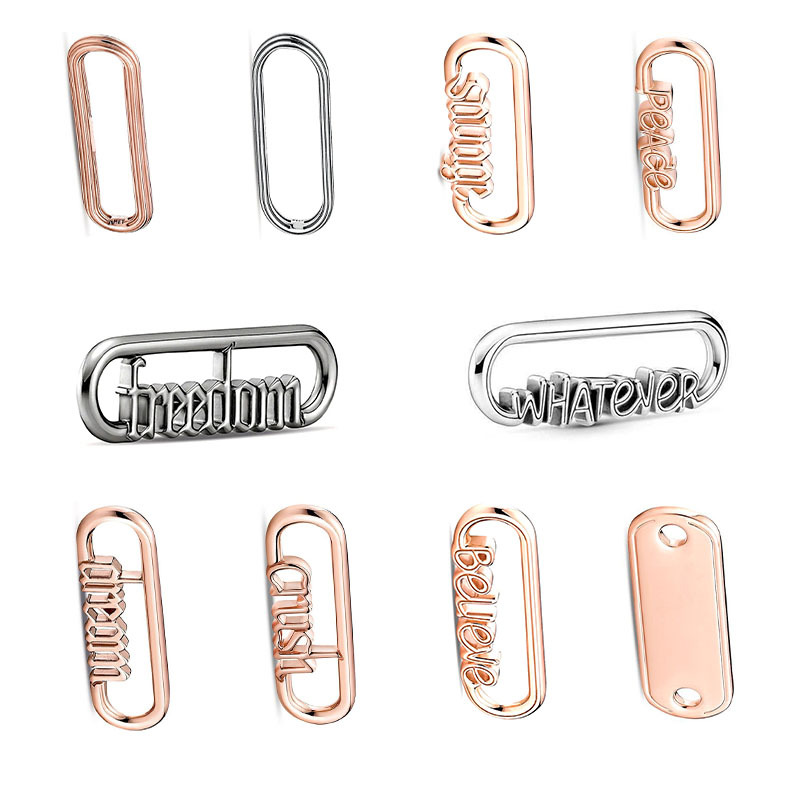 Panjiadora white copper plated 925 color silver DIY accessories bracelet me jewelry connector bead sub letter logo