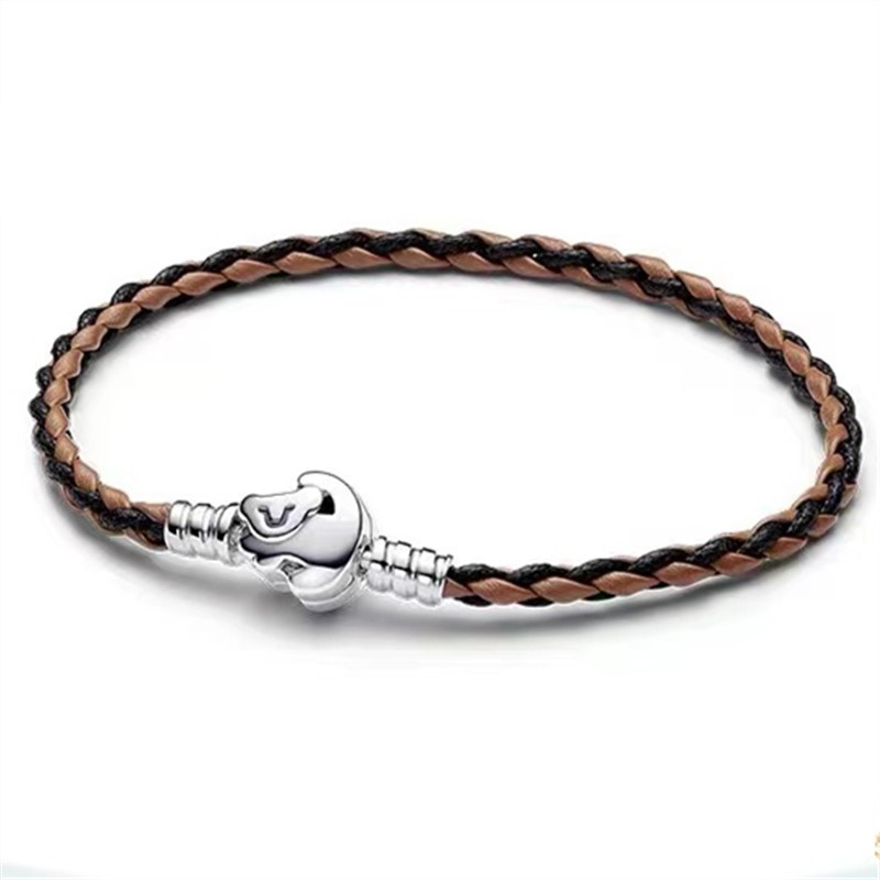 Panjiadora Leather Rope Cartoon Bracelet New Product Butterfly Buckle Snake Bone Chain Weaving Spring Buckle Leather DIY ME Series