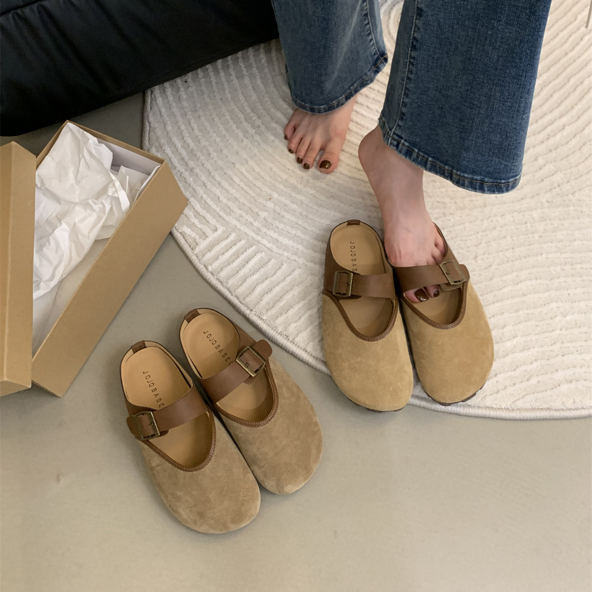 Baotou Half Slippers Female 2023 Autumn New Collection Forest Retro Japanese Casual Soft Flat Ugly Cute Boken Shoes