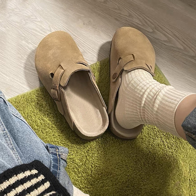 Boken Shoes Women's 2023 New Spring/Summer Thick soled Height Increasing Boken Baotou Half Slippers Autumn/Winter One Step Lazy Shoes