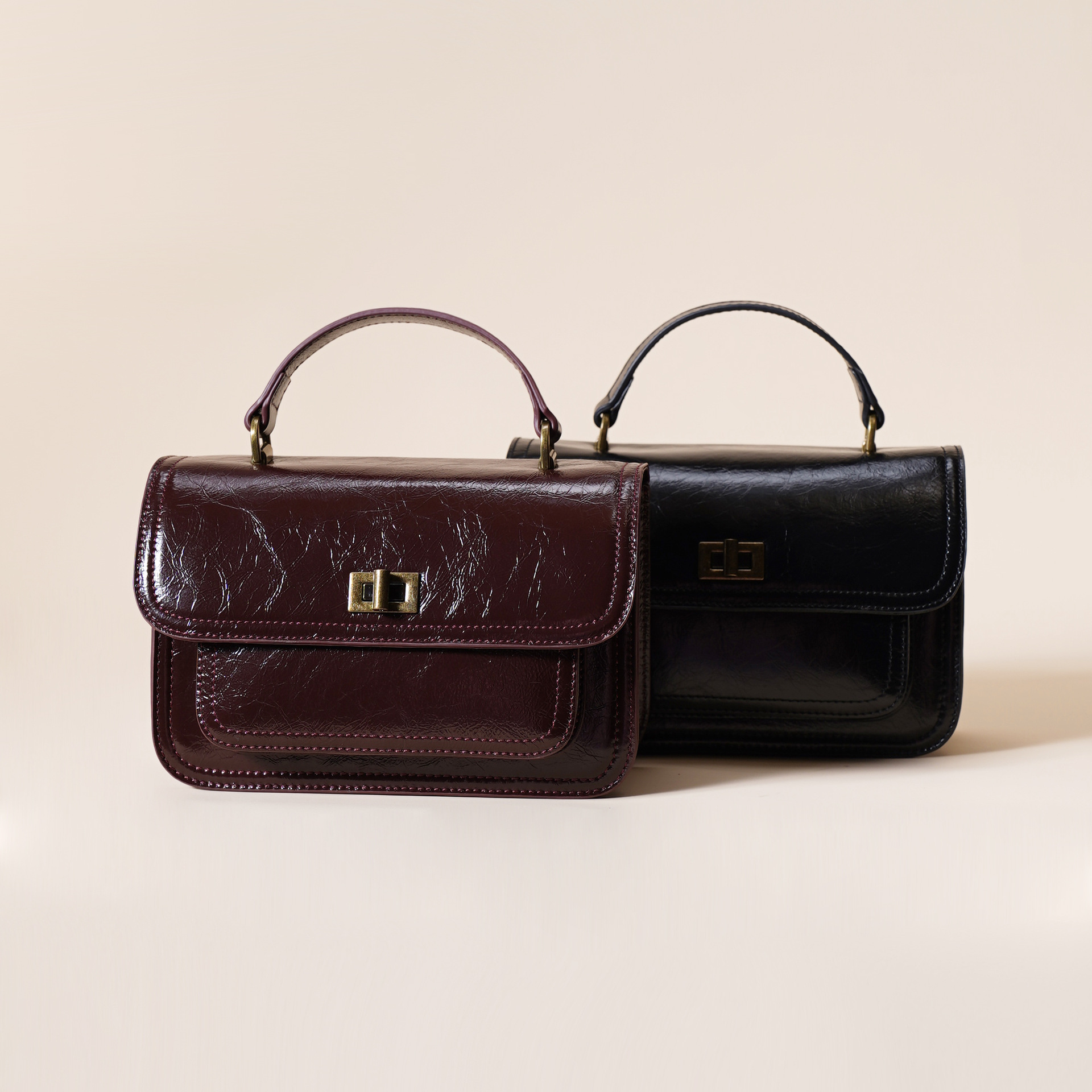 Retro cowhide small square bag 2025 spring/summer new genuine leather women's bag handbag women's high-end texture single shoulder crossbody bag
