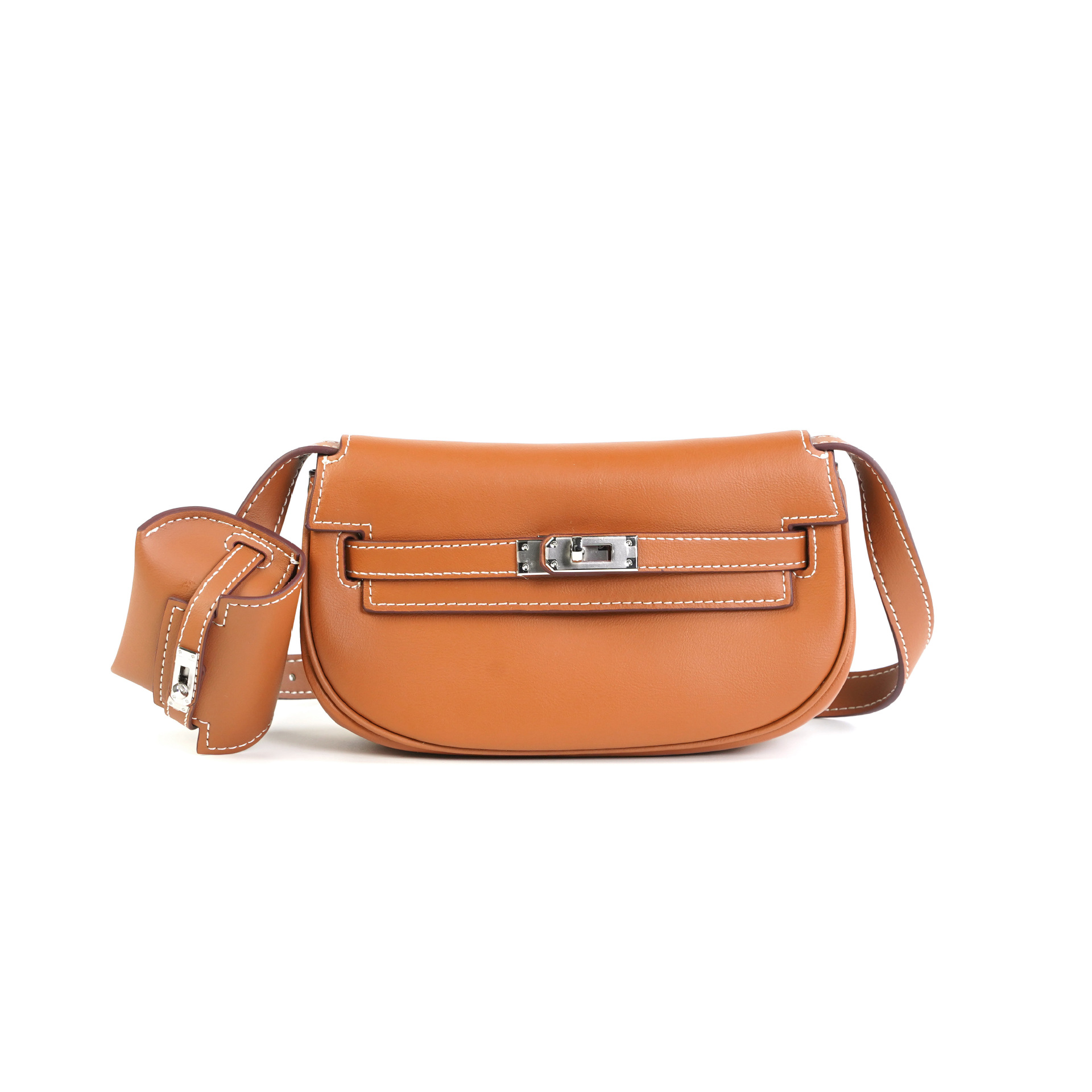 2025 New Genuine Leather Moove Kelly rice dumpling Bag Two in One Mini One Shoulder Oblique Multi functional Saddle Bag