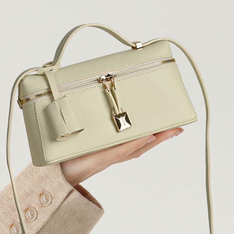 2025 summer bag fashion versatile cowhide lp lunch box bag niche high-end genuine leather women's bag crossbody bag