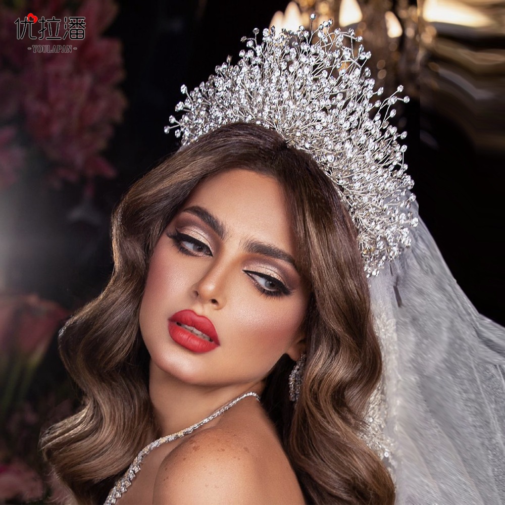 Yulapan HP193 Luxury Bridal Atmosphere Crown Headwear Three Piece Set Wedding Dress Evening Dress Accessories Wedding Hair Accessories