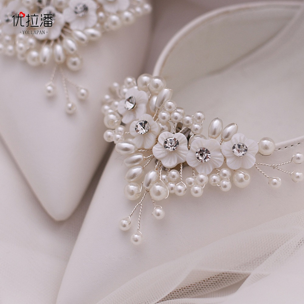 Eulapan HX09 High Heels Shell Plum Blossom Pearl Style Shoe Buckle Detachable Bridal Wedding Shoes Flower Shoe Surface Accessories