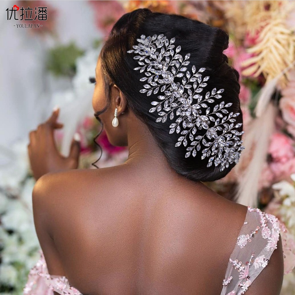 Yulapan HP311 Foreign Trade Handmade Fashion Water Diamond Hair Comb, Bridal Super Fairy Headwear Accessories, Light Luxury Pan Hair Insert Comb
