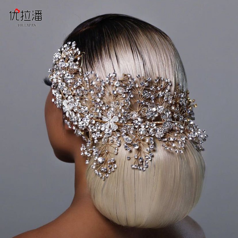 Yulapan HP240 Bridal Headwear Europe and America Cross border Water Diamond Handmade Water Diamond Hair Accessories Hair Hoops Accessories Wholesale