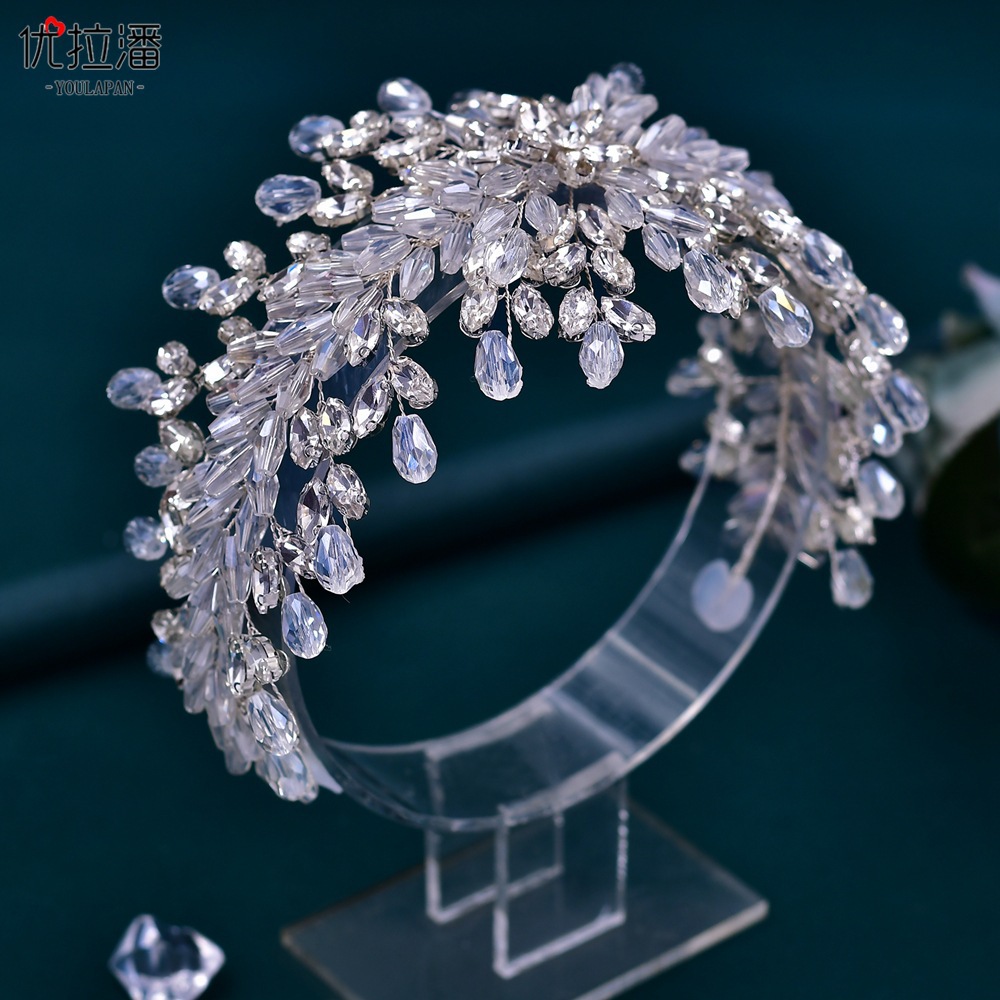 Euler Pan HP539 Independent Station Euro Light Luxury Bridal Headwear Hair Accessories Simple Fashion Horse Eye Water Diamond Hair Hoop