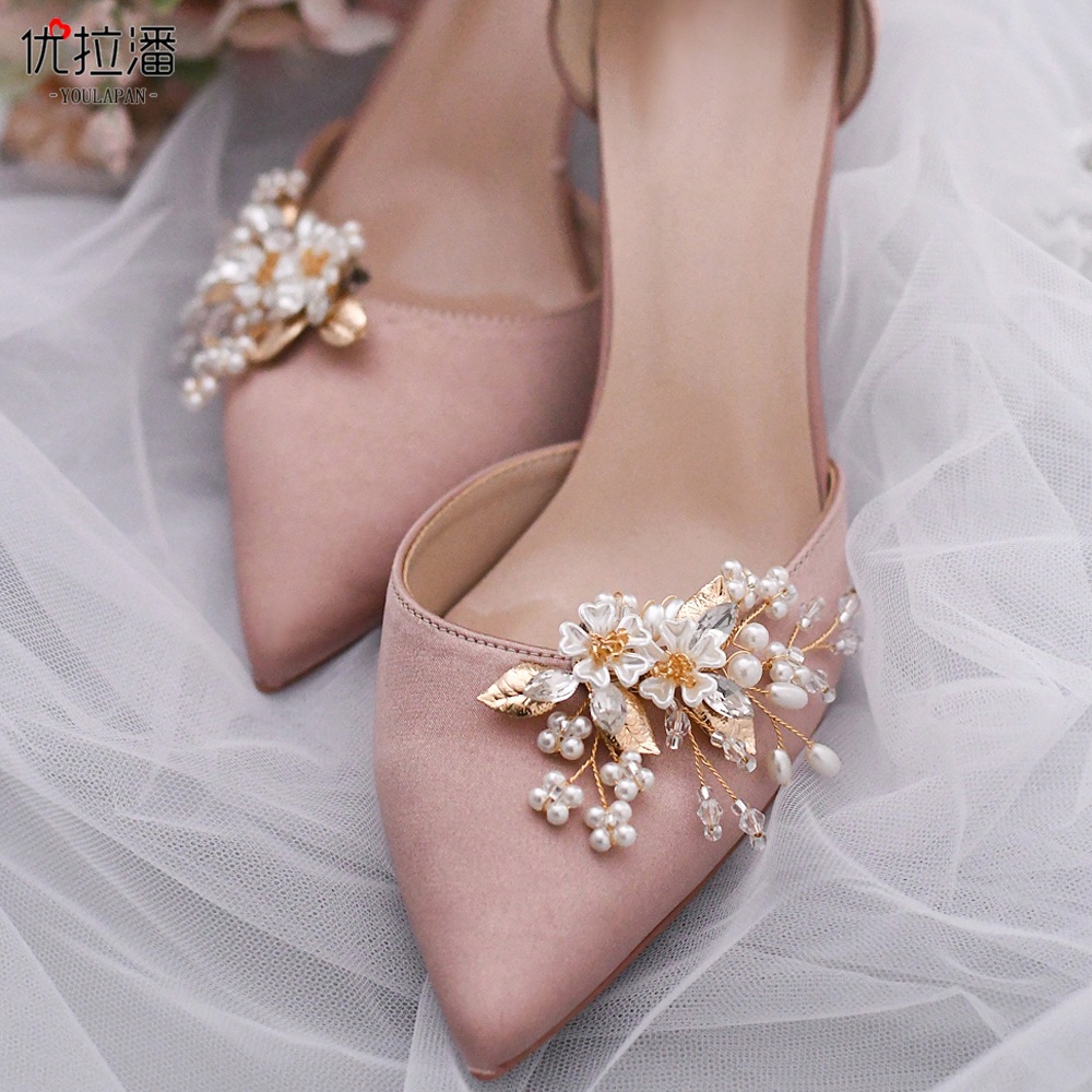 Eulapan HX21 High Heels Wedding Shoes Accessories Removable Alloy Shoe Buckle Pearl Flower Shoes Flower Shoes Decorations