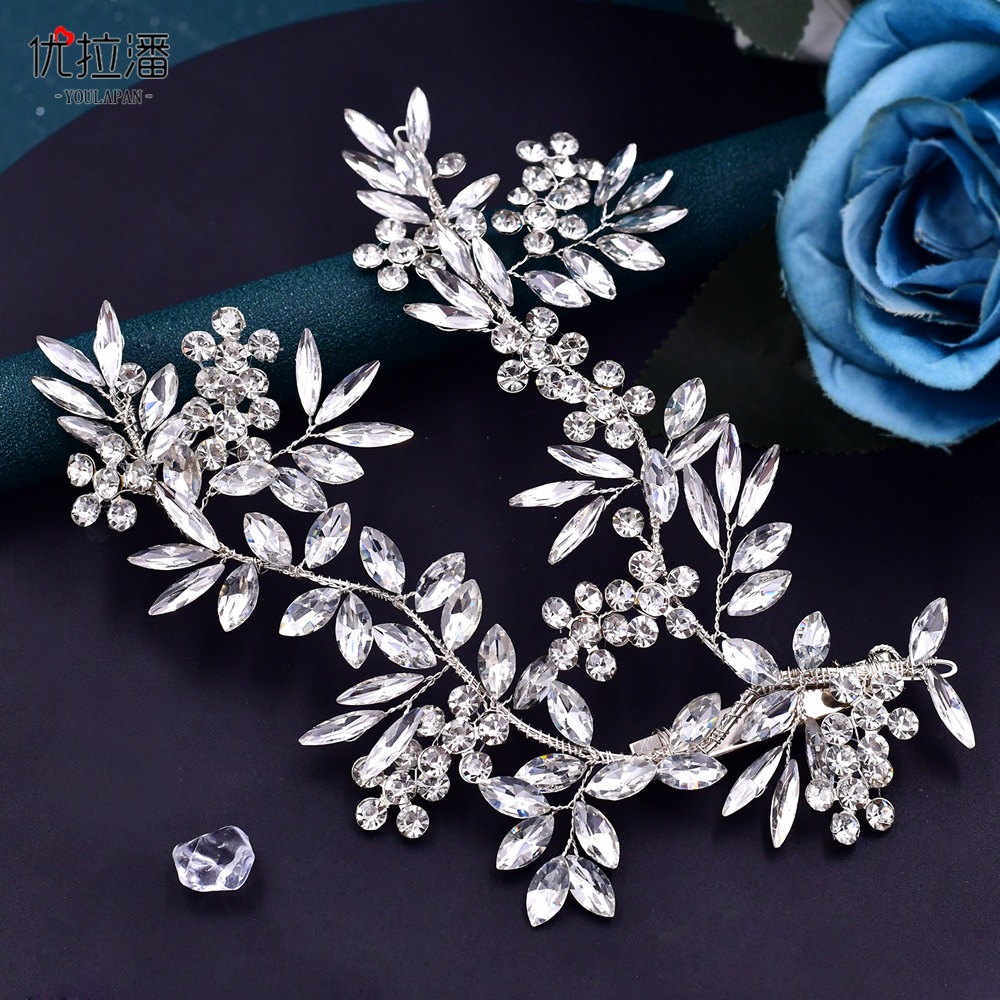 Yulapan HP271 Foreign Trade European and American Hairpin Hair Accessories Bridal Head Accessories Shining Water Diamond Edge Clip with Inlaid Diamond Side Clip