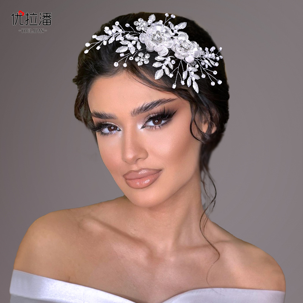 Yulapan HP780 Sen series bride alloy flower hair clip, super fairy water diamond edge clip, temperament wedding photography hair accessories
