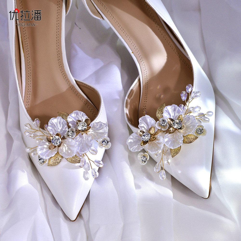 YOLOPAN HX65 European and American new high heels accessories alloy floral shoe clip inlaid with rhinestones bridal shoe buckle