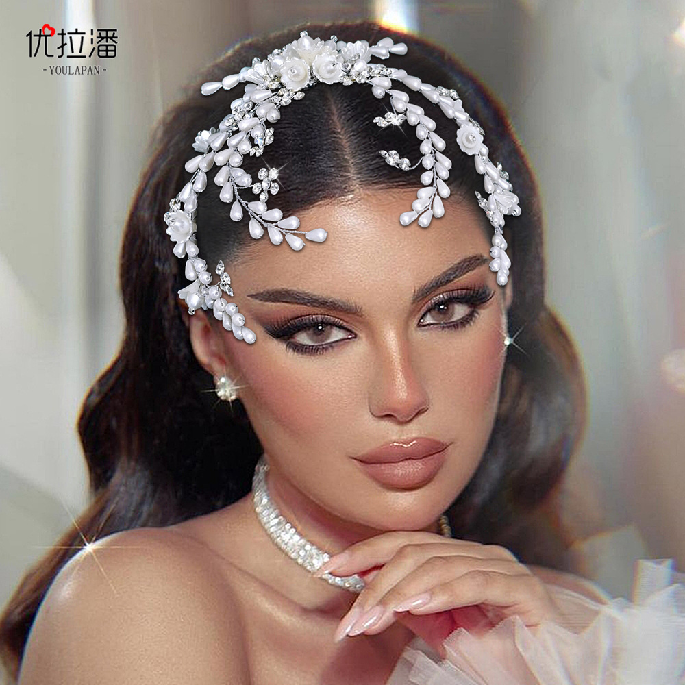 Eulapan HP830 European and American handmade hair accessories with rhinestones, pearls, flower patterns, hair styling, headband, temperament, insert comb accessories