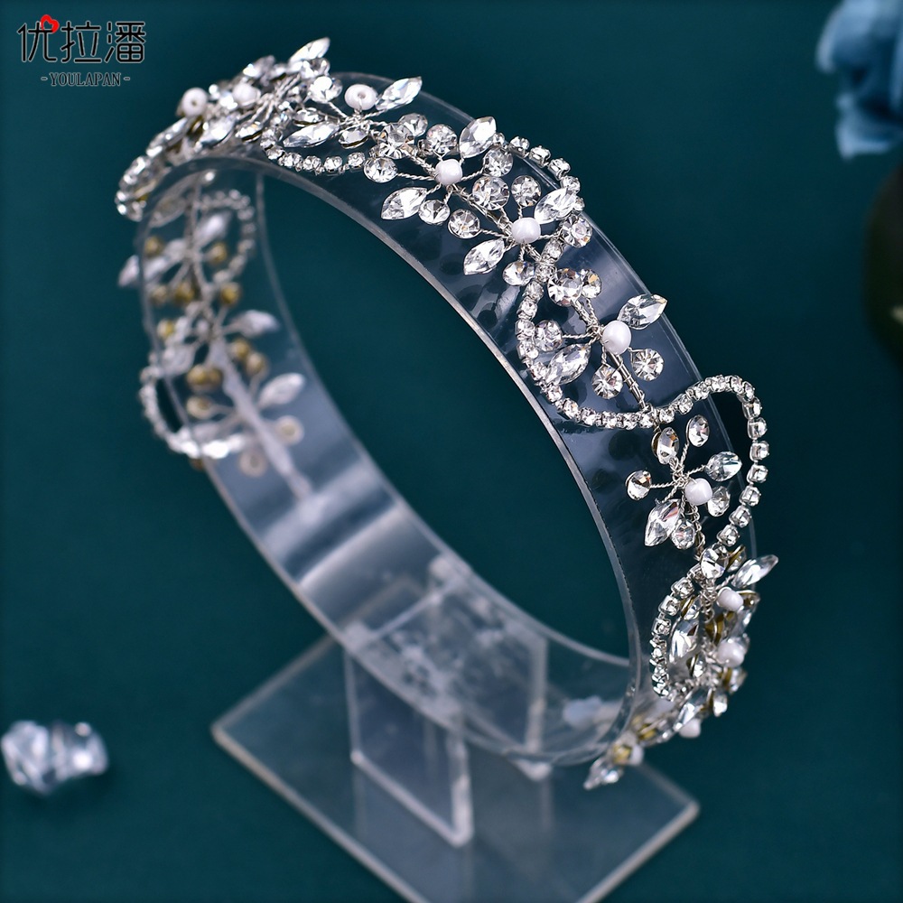 Yulapan HP266 Amazon Wave Shaped Diamond Bridal Headband Handmade Hair Accessories Photo Headwear Hair Strap