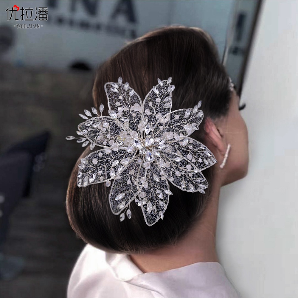 Yulapan HP217 Bridal Forest Headwear Wedding Hair Accessories Hairclip Hollow Leaf Bridesmaid Meatballs Head Edge Clip
