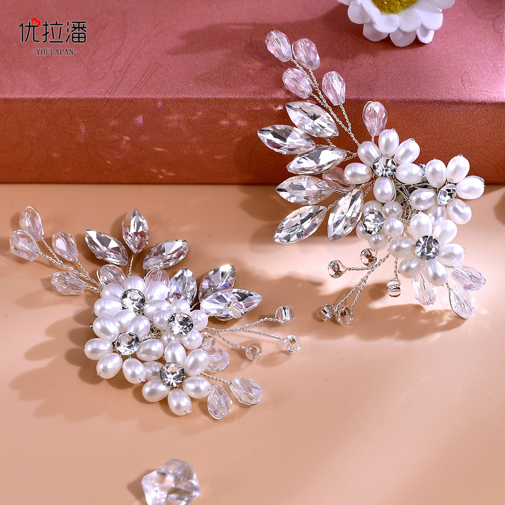 YOLOPAN HX69 Cross border Bridal Dress Accessories Wedding Shoes Flower Pearl Inlaid Diamond Crystal Versatile Removable Shoe Buckle