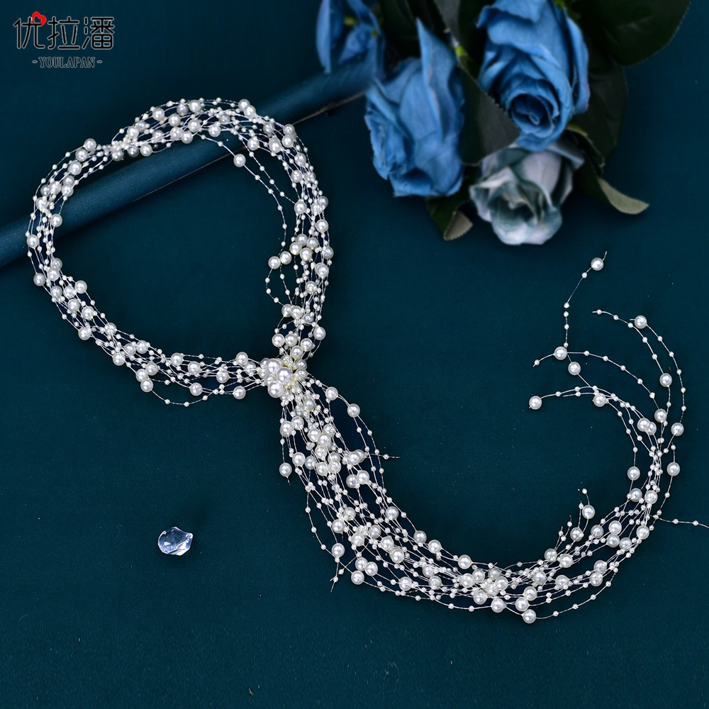 Youlapan HP538 Foreign Trade Daily Braided Hair Accessories Multi layer Super Fairy Head Hoop Irregular Pearl Hair Strap